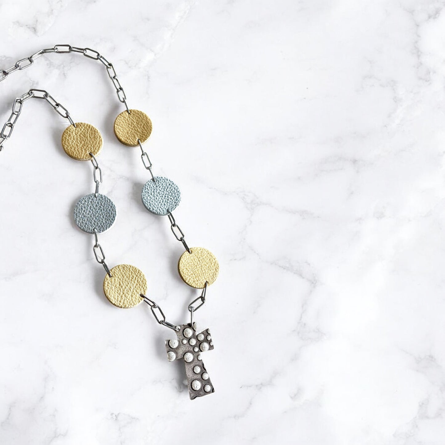 LEATHER CROSS NECKLACE