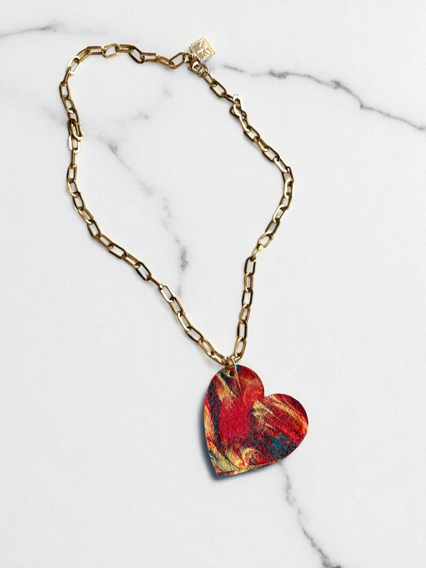 HAND PAINTED HEART NECKLACE