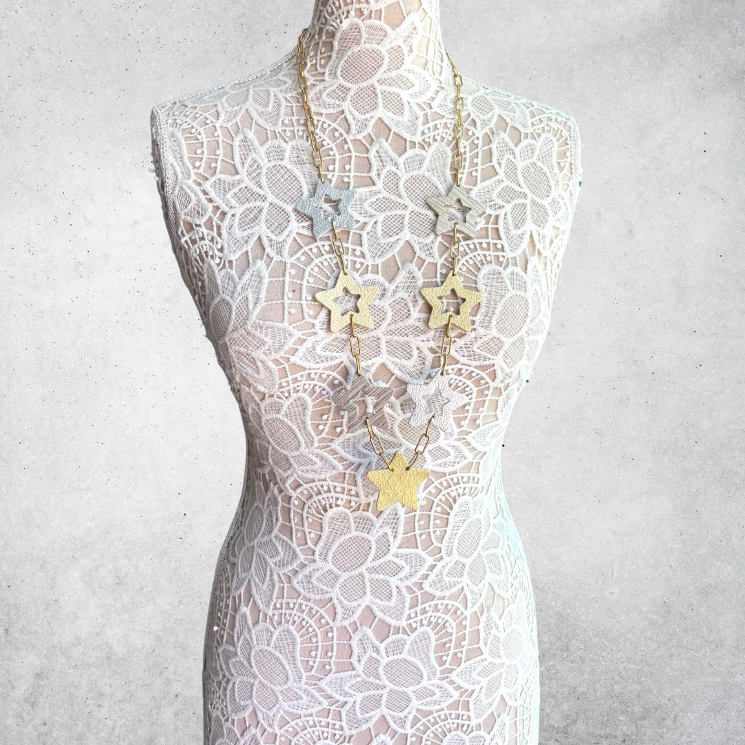 LEATHER STARS NECKLACE