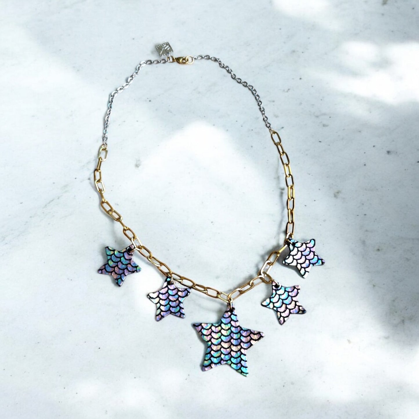 LEATHER STARS NECKLACE