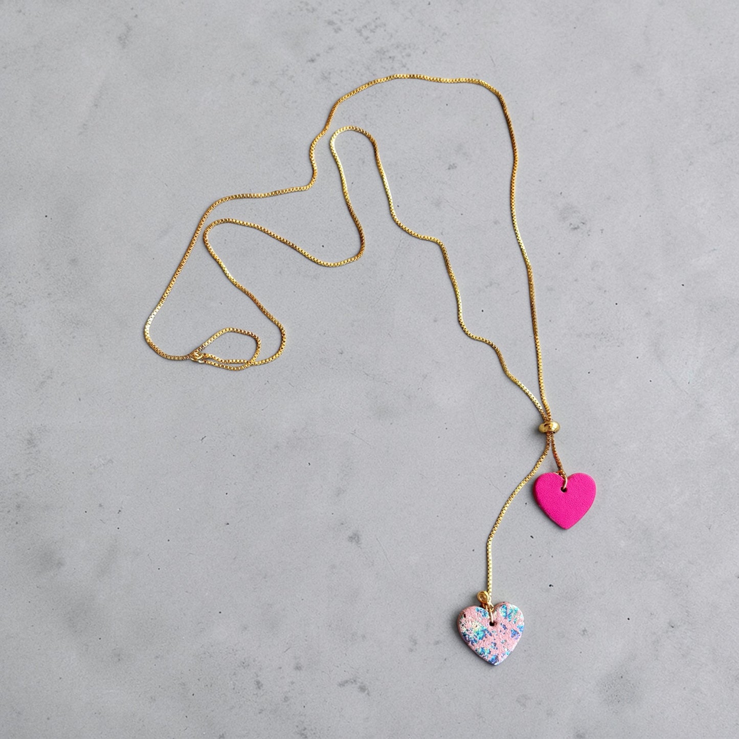 SLIDER LEATHER HEARTS NECKLACE