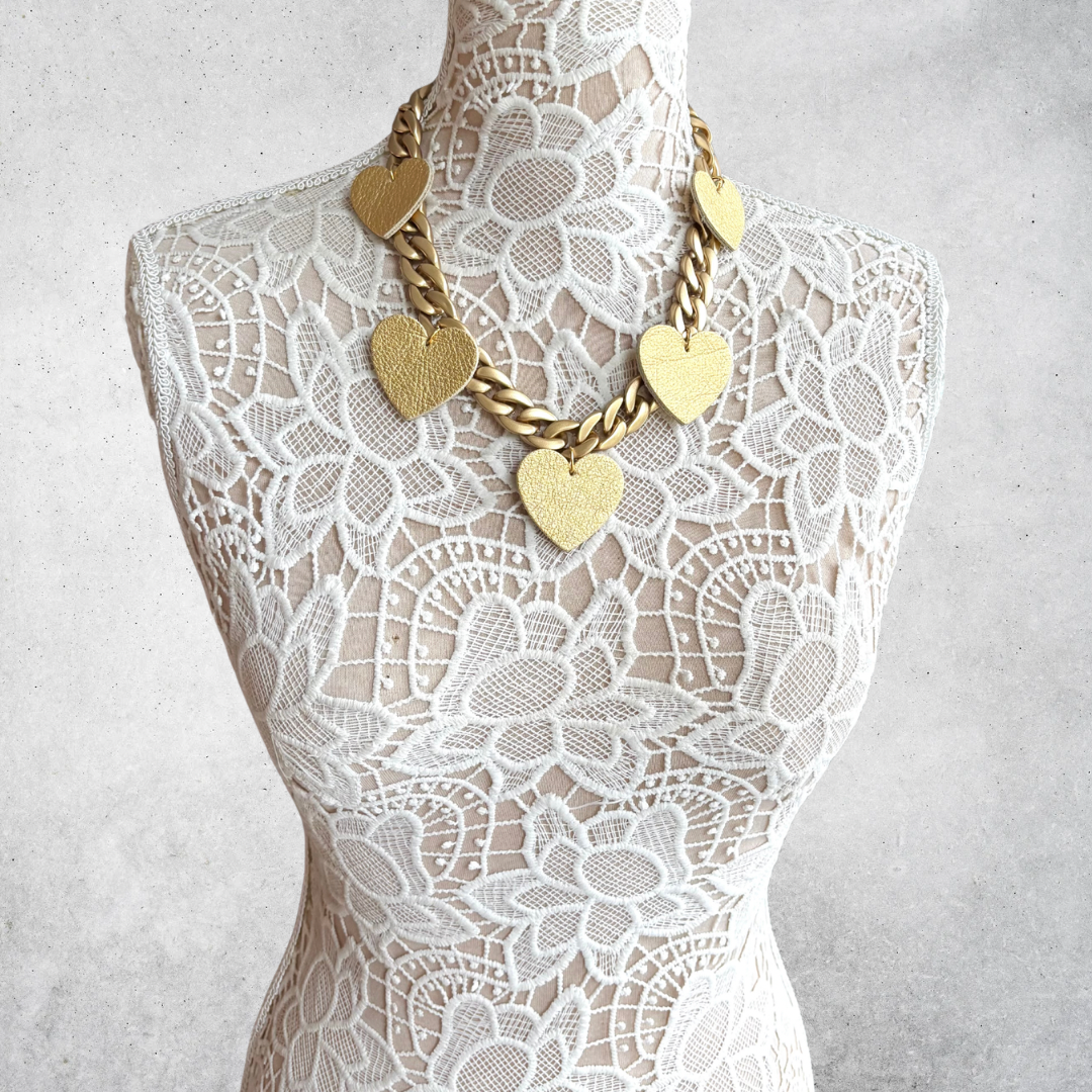 LEATHER HEARTS NECKLACE