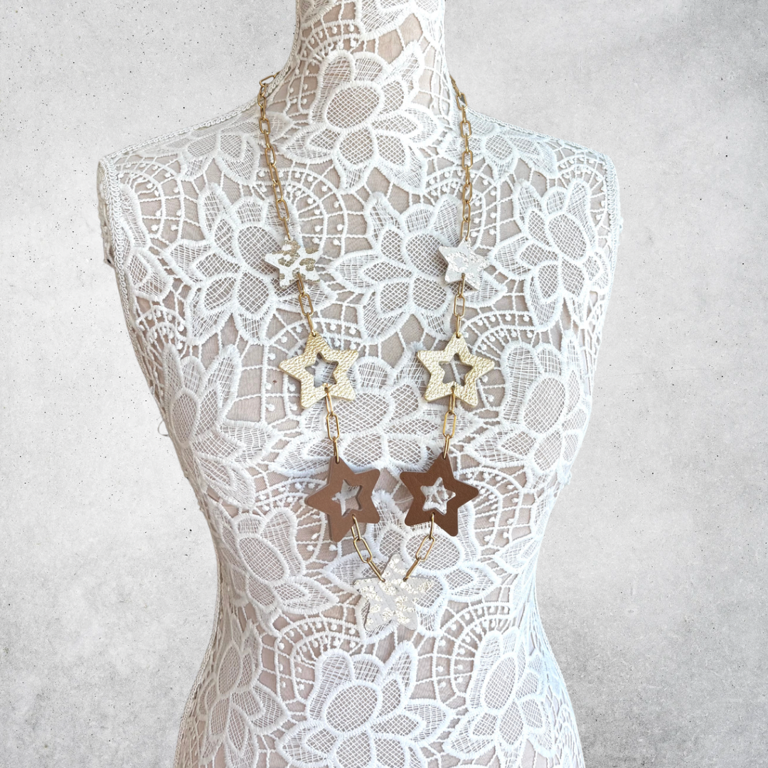 LEATHER STARS NECKLACE