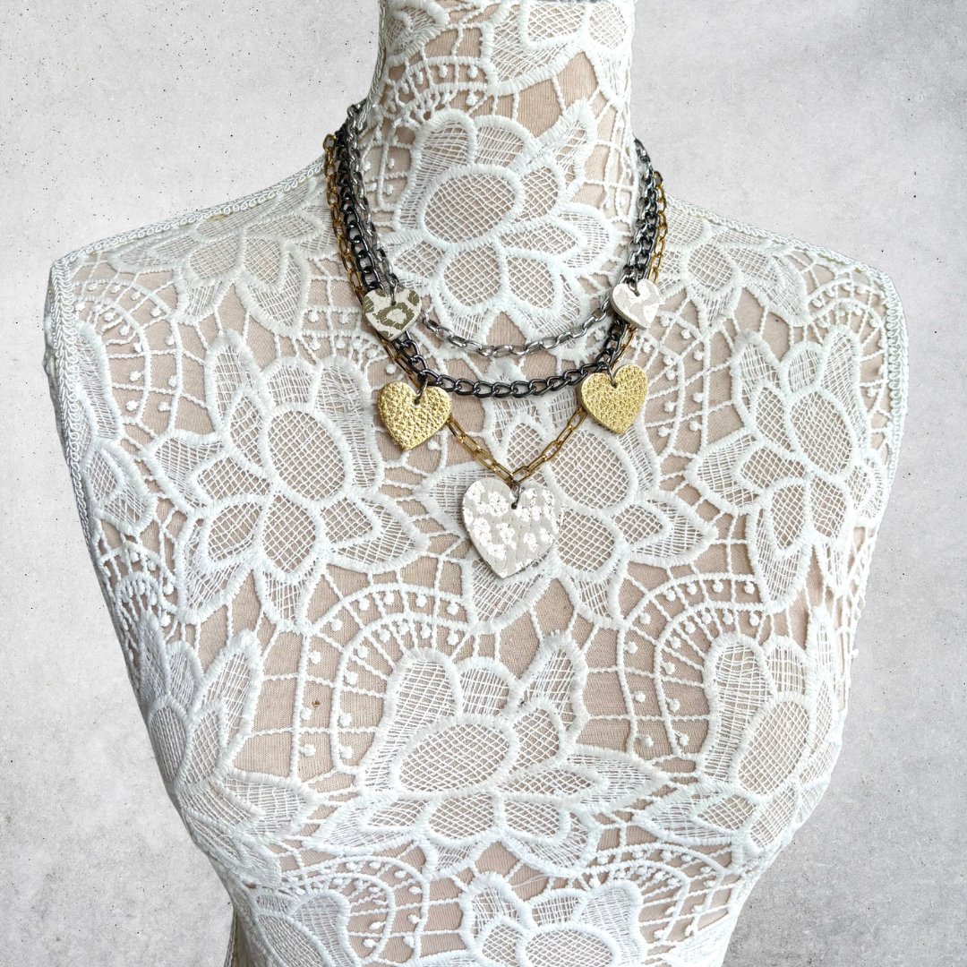 LEATHER HEARTS NECKLACE