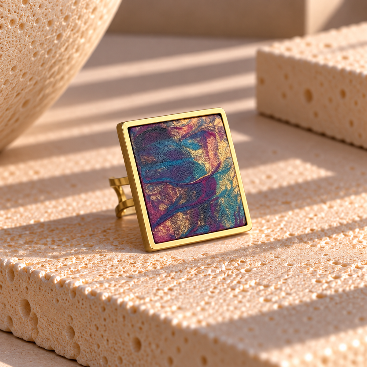 SQUARE LEATHER RING