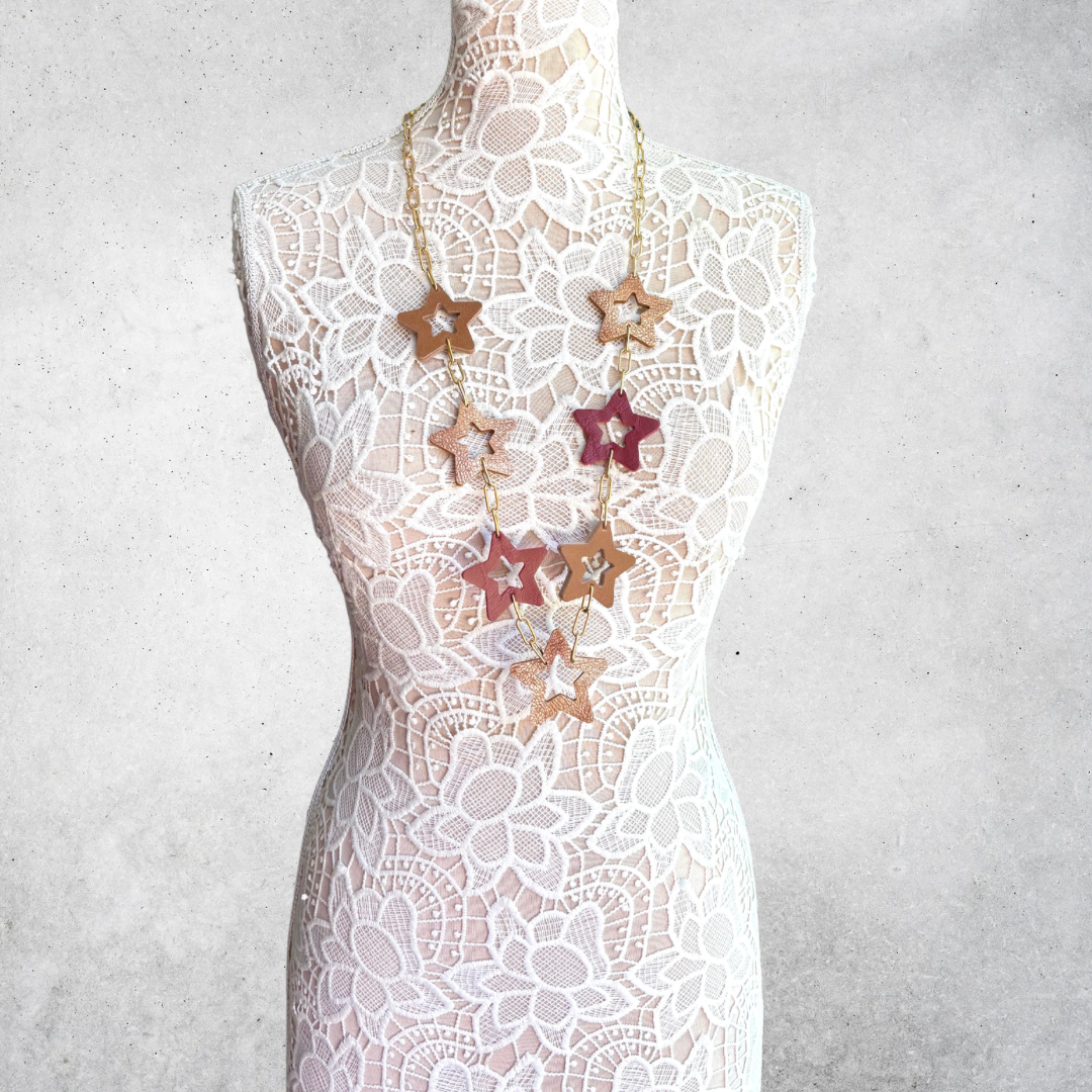 LEATHER STARS NECKLACE