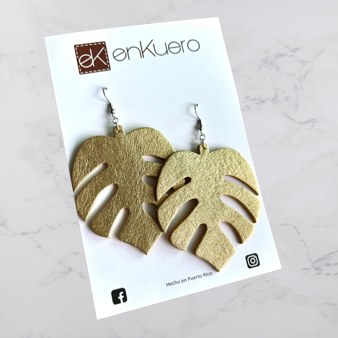 GOLD MONSTERA LEAF EARRINGS