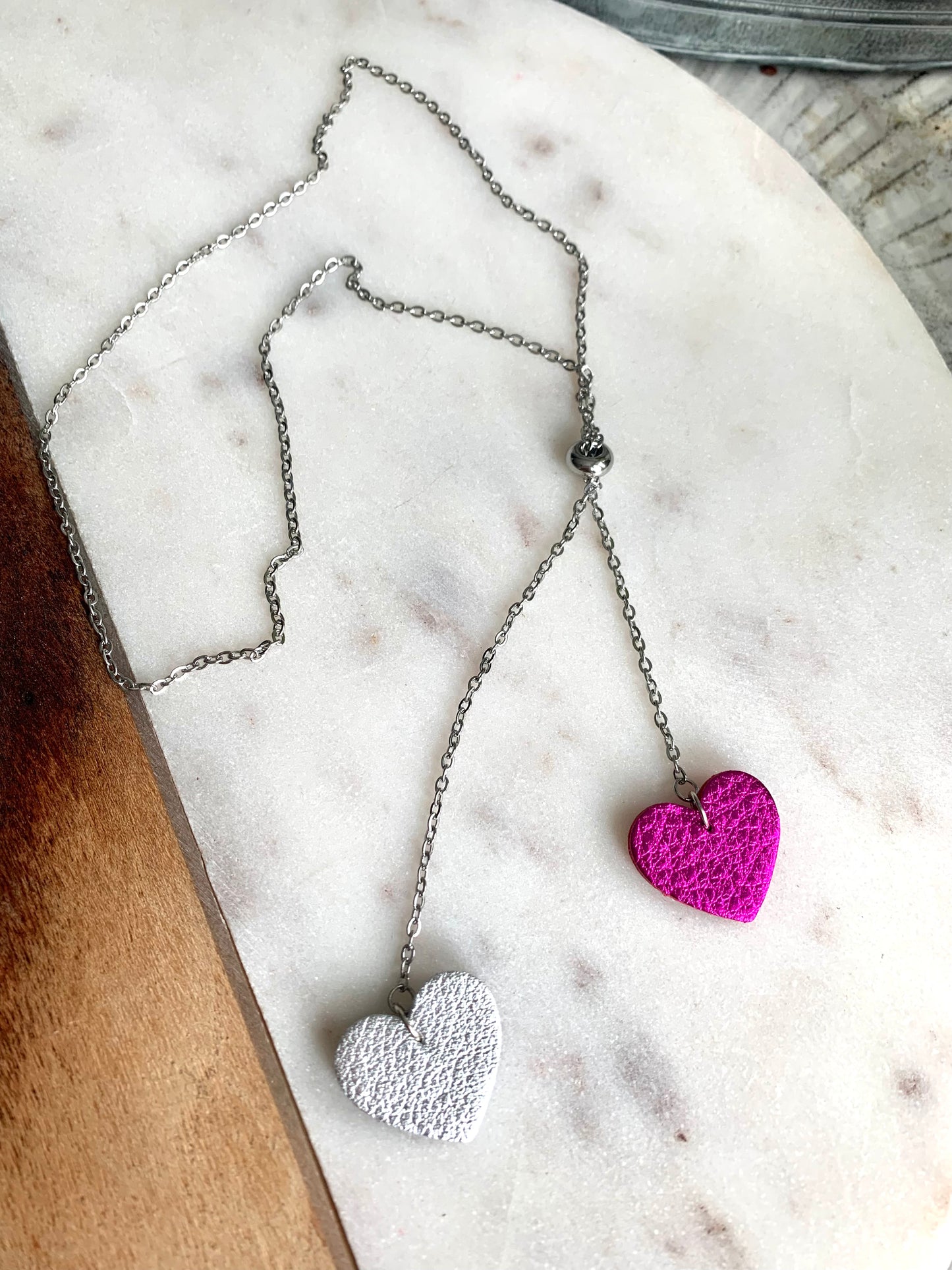 LEATHER HEARTS NECKLACE
