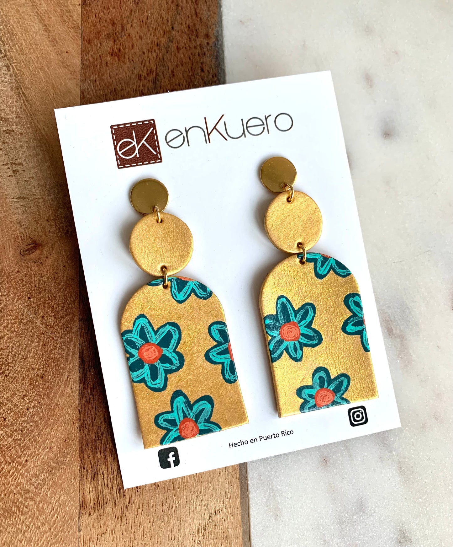 HAND PAINTED GEO EARRINGS