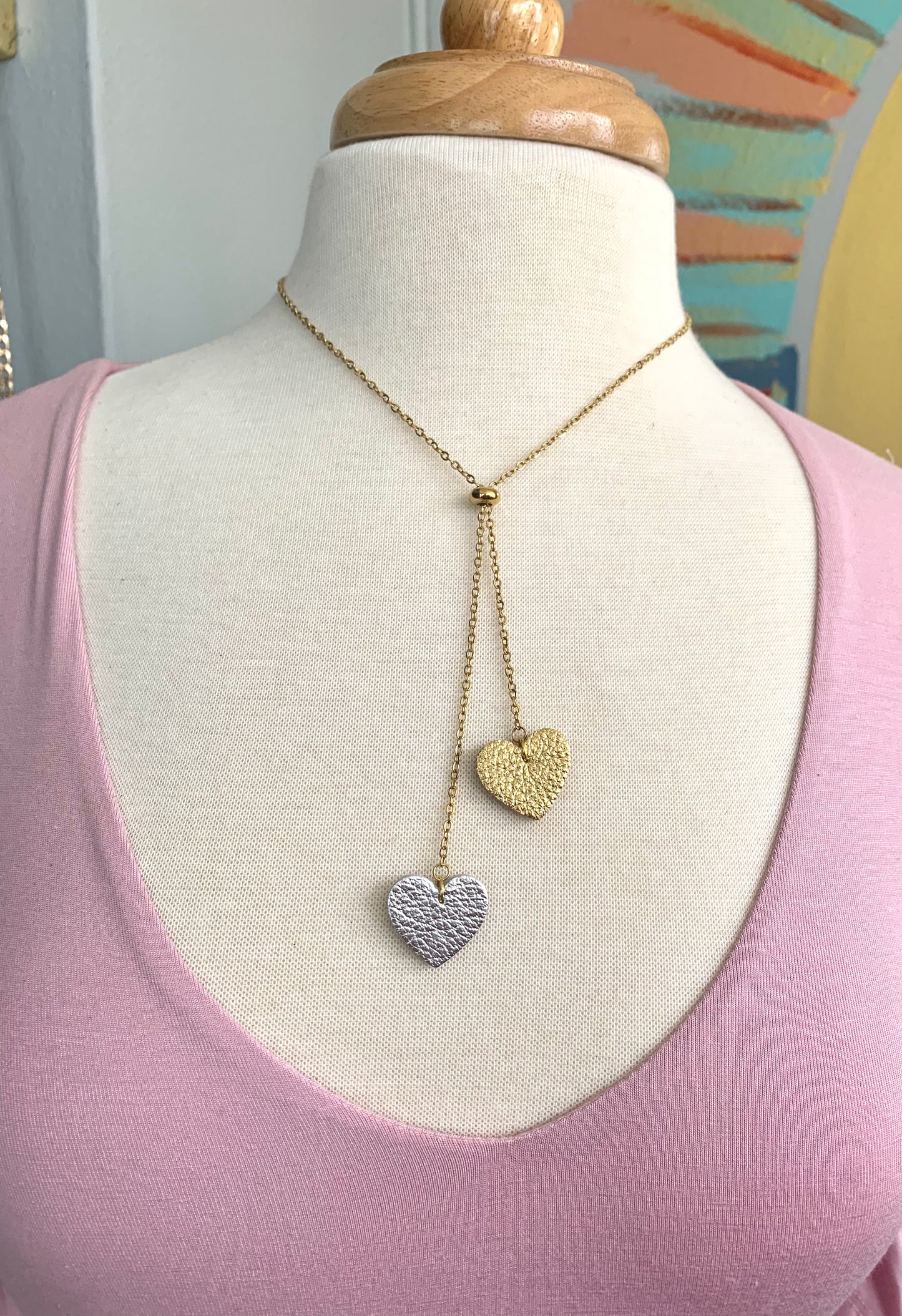LEATHER HEARTS NECKLACE