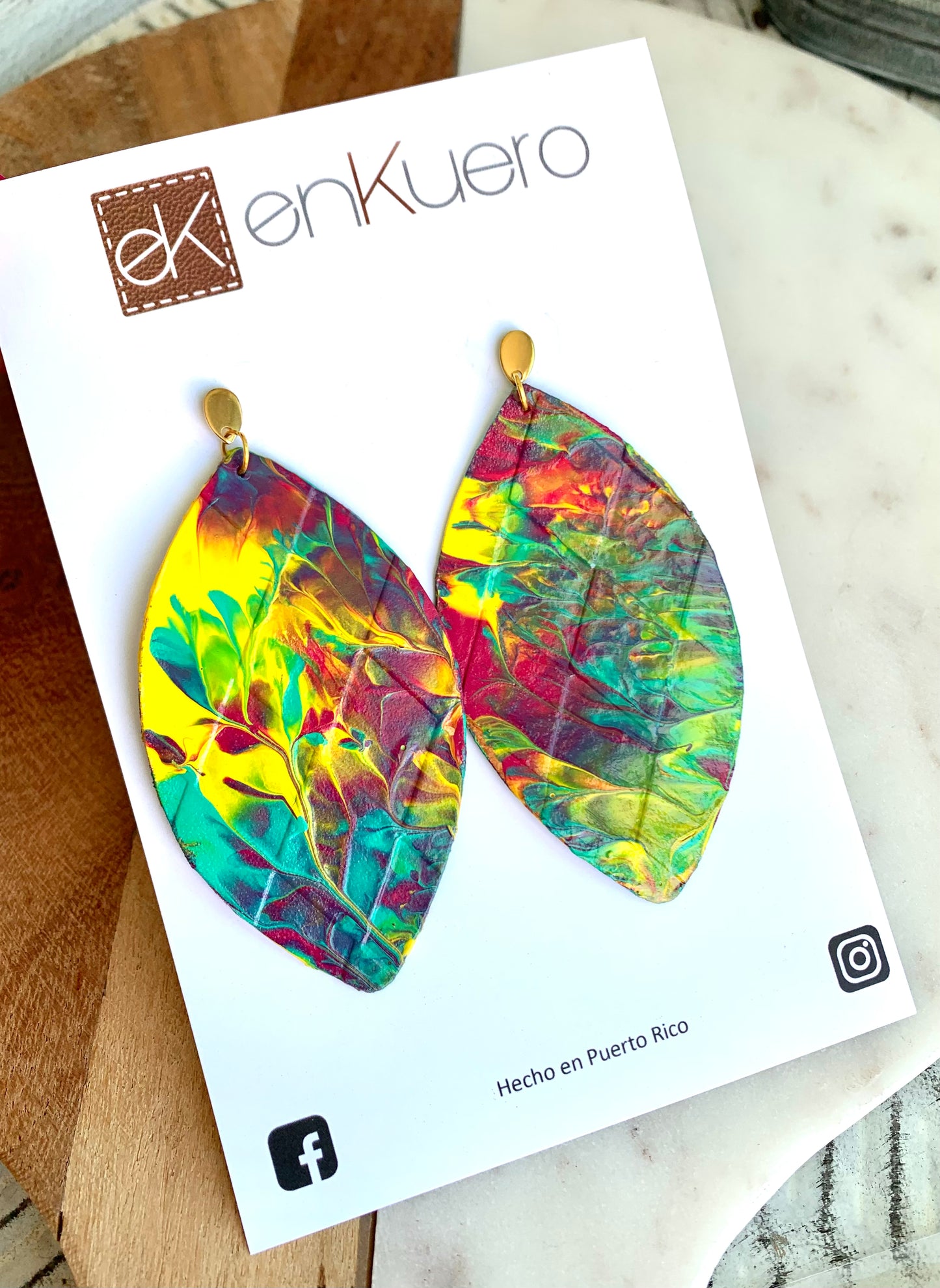 HAND PAINTED LEAF EARRINGS