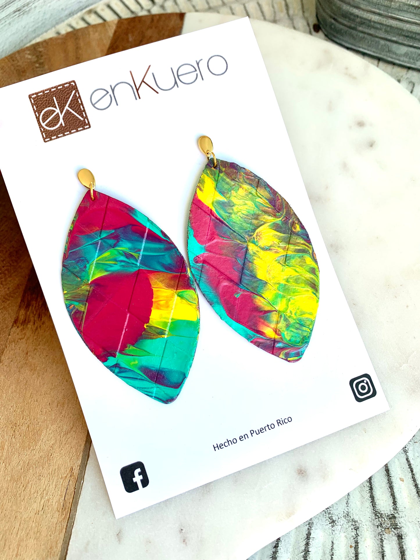 HAND PAINTED LEAF EARRINGS