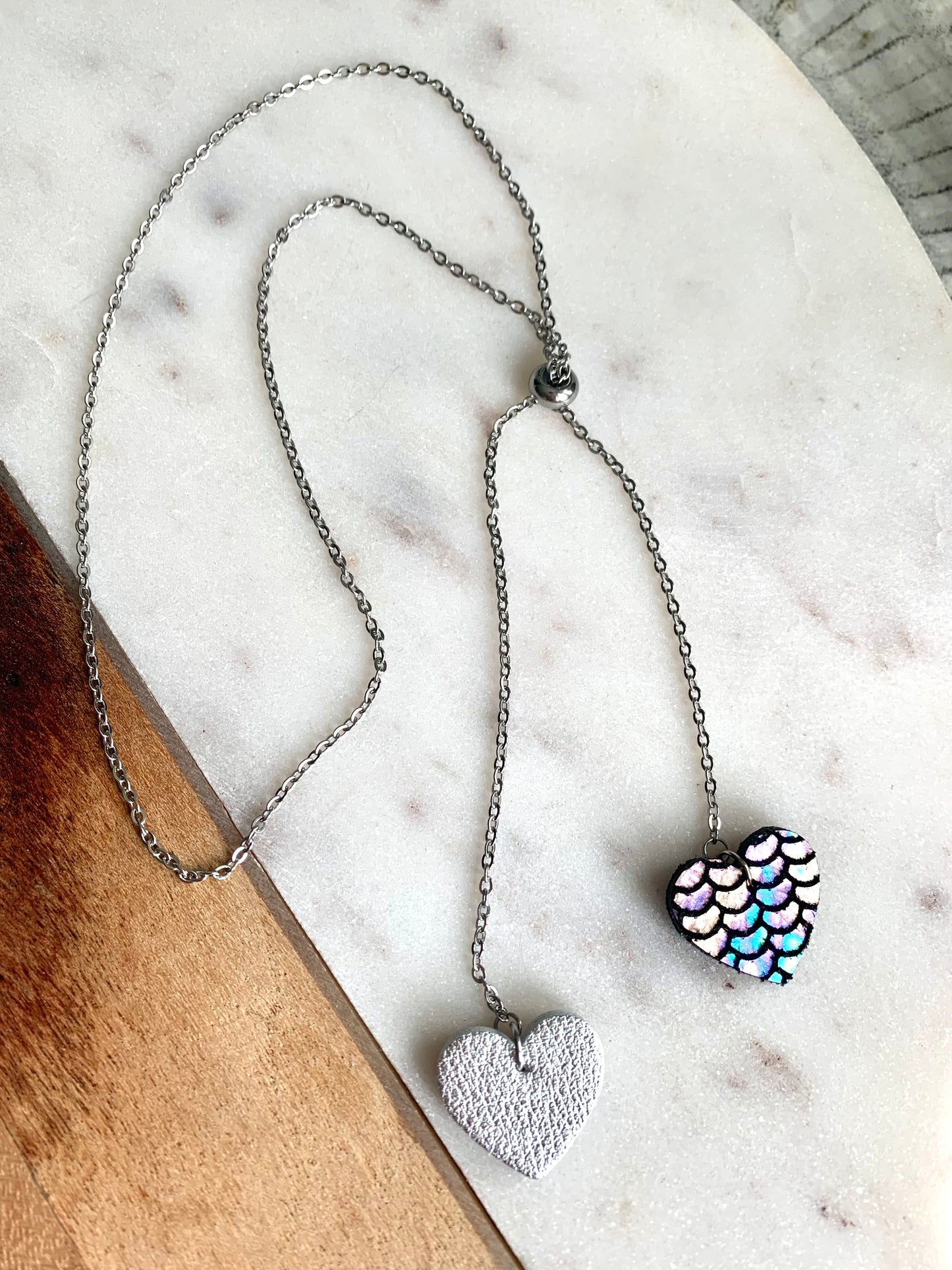 LEATHER HEARTS NECKLACE