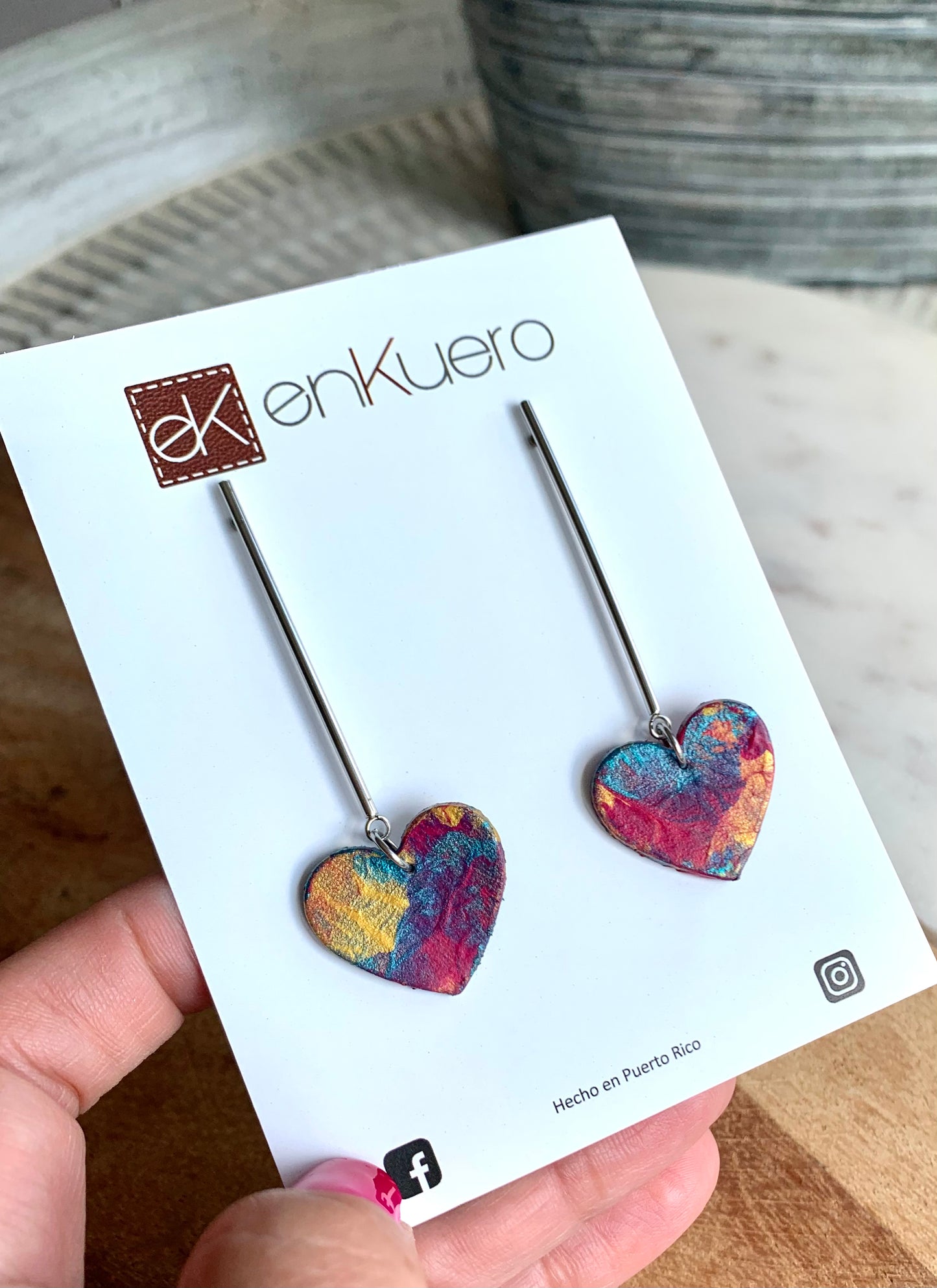 HAND PAINTED HEART EARRINGS