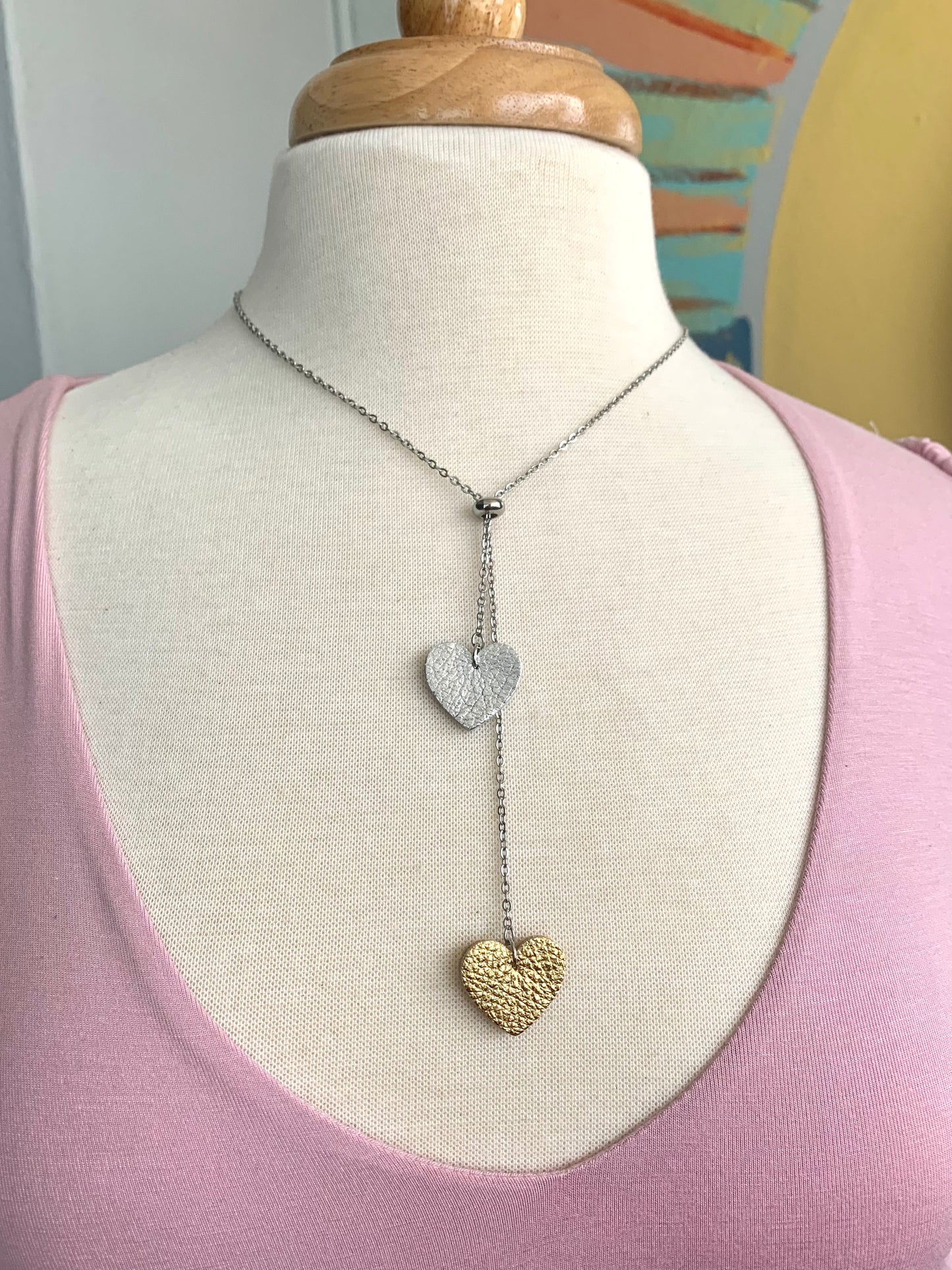 LEATHER HEARTS NECKLACE