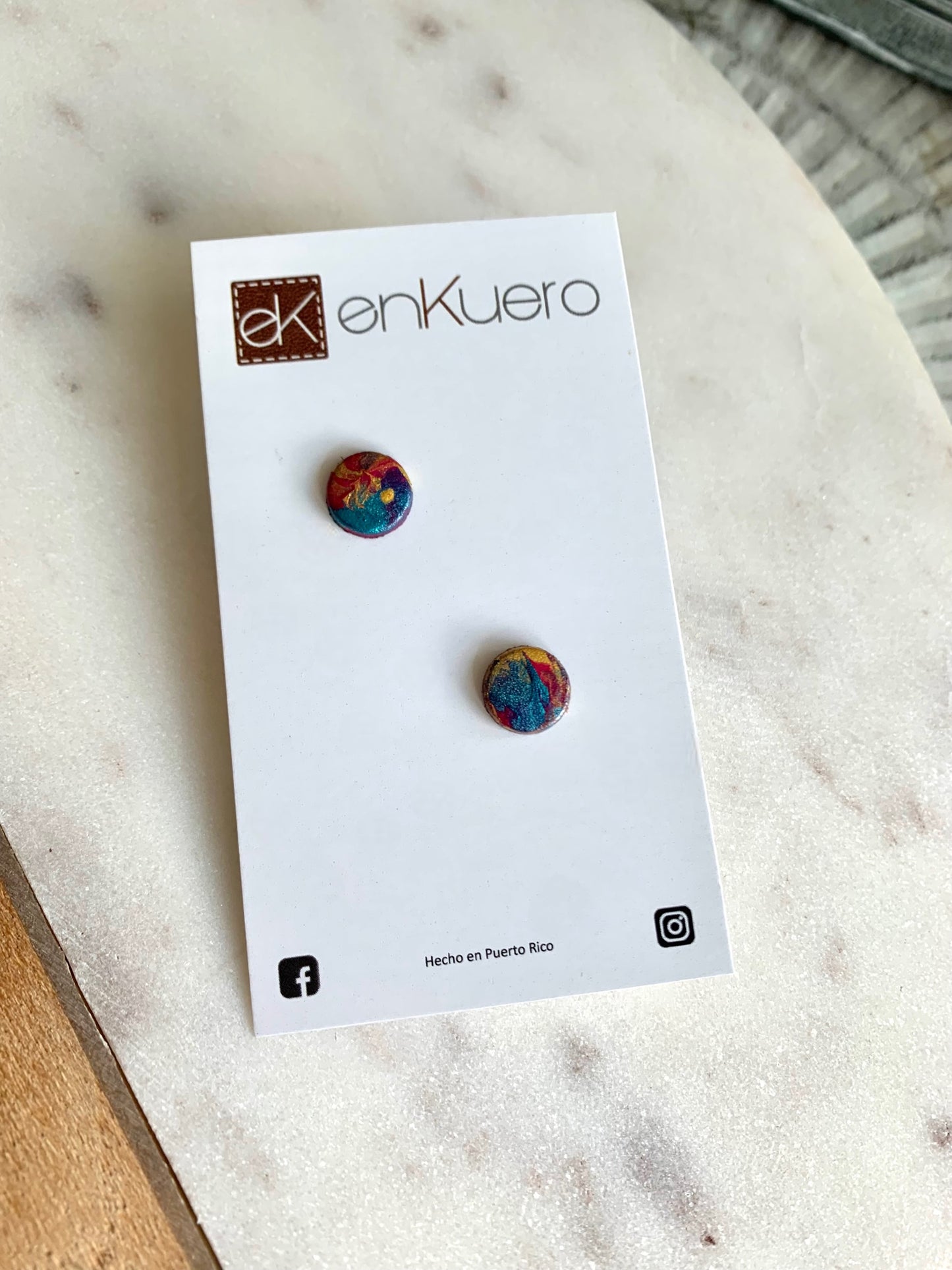 HAND PAINTED ROUND STUD EARRINGS