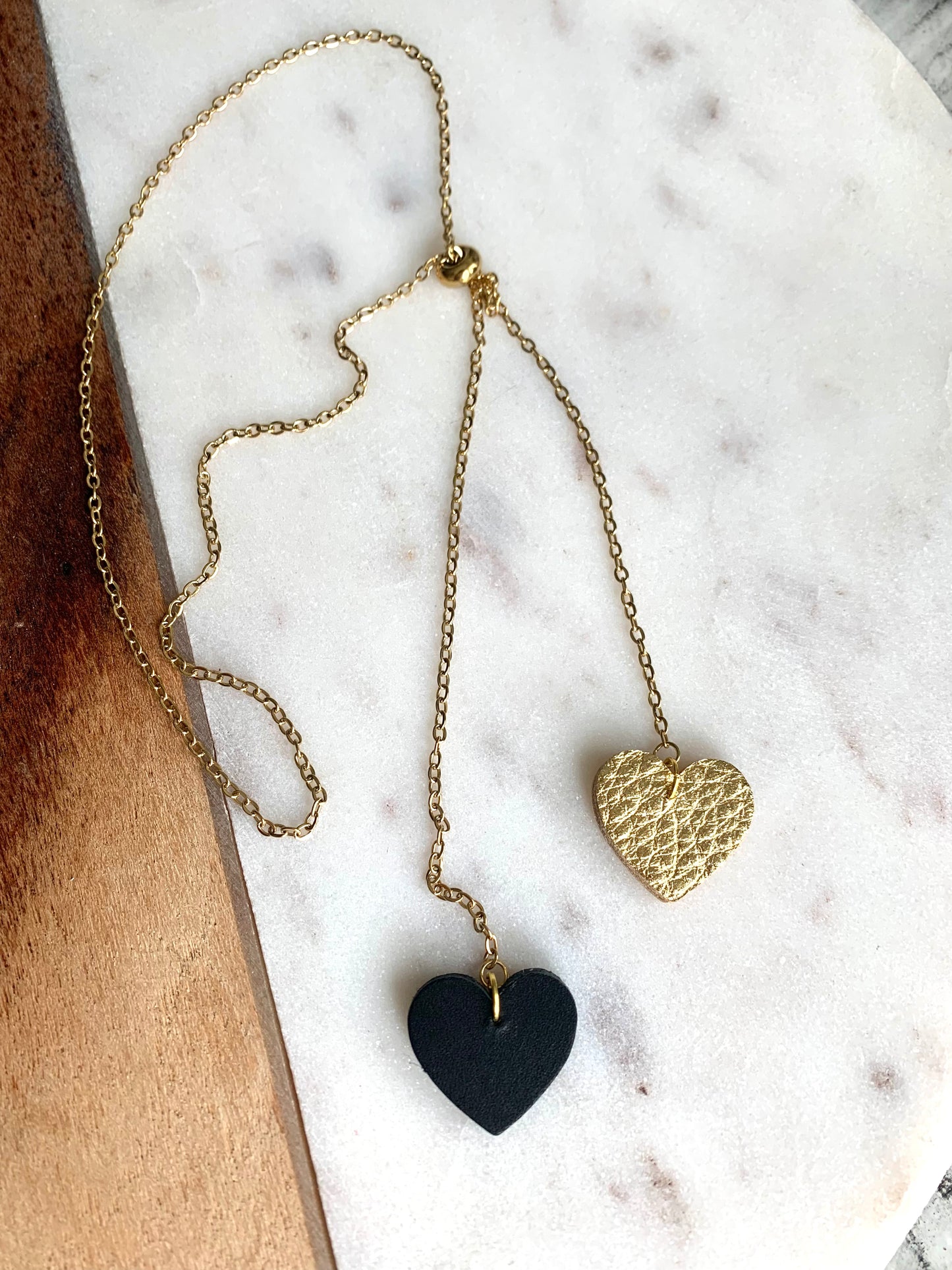 LEATHER HEARTS NECKLACE