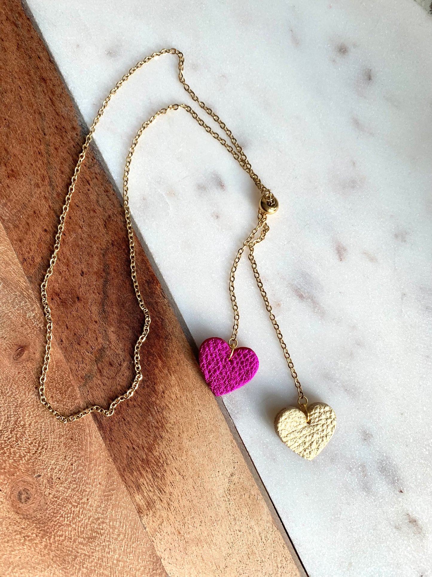 LEATHER HEARTS NECKLACE