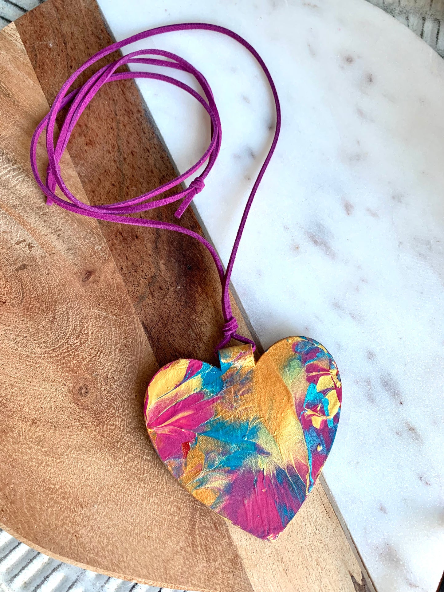 HAND PAINTED HEART NECKLACE