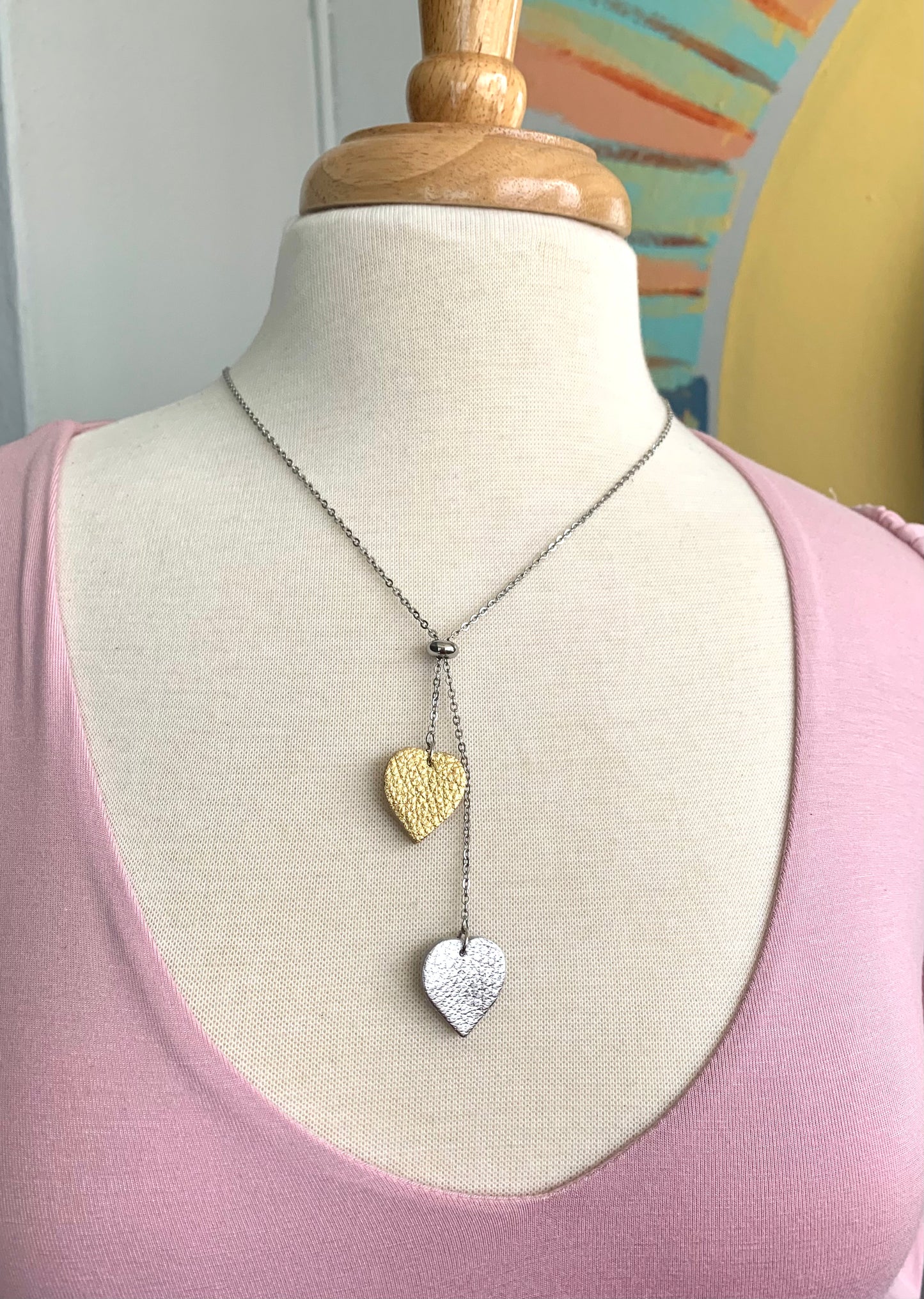 LEATHER HEARTS NECKLACE