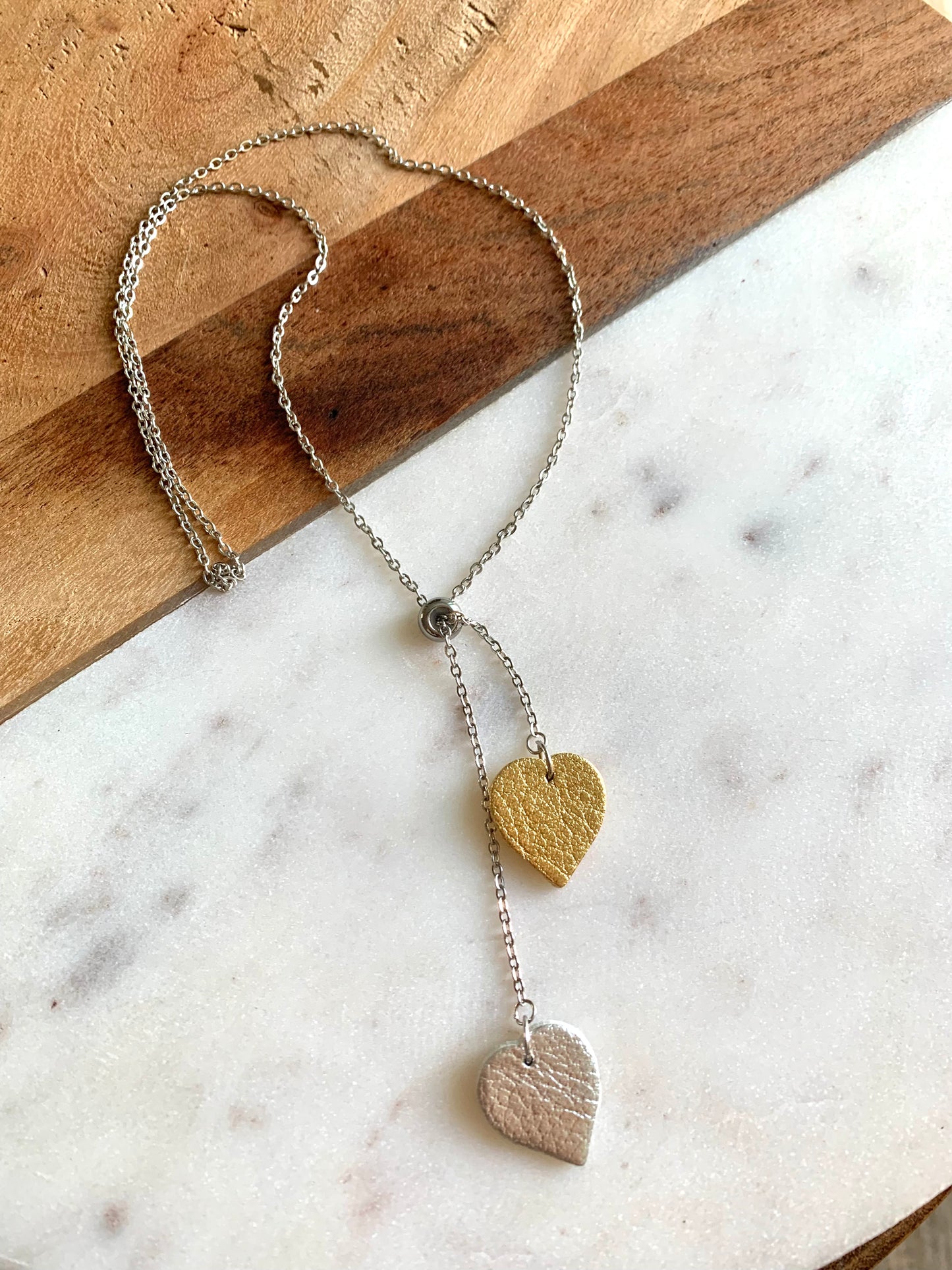 LEATHER HEARTS NECKLACE