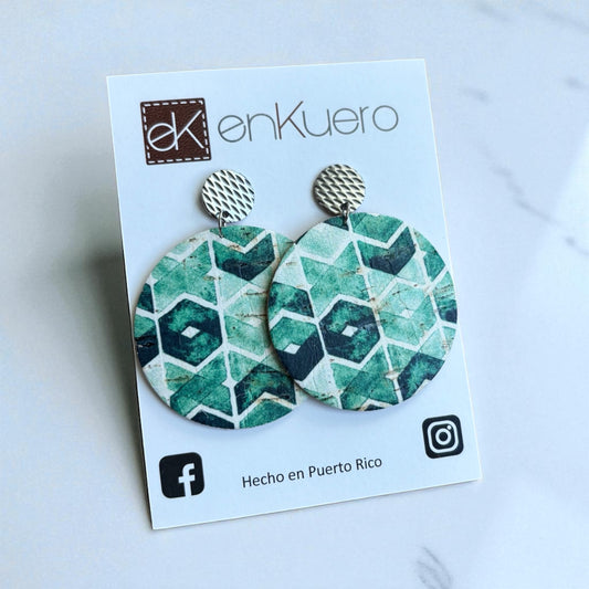 CORK LEATHER ROUND EARRINGS