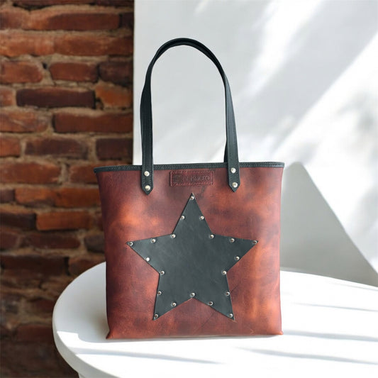 LEATHER STAR TOTE BAG