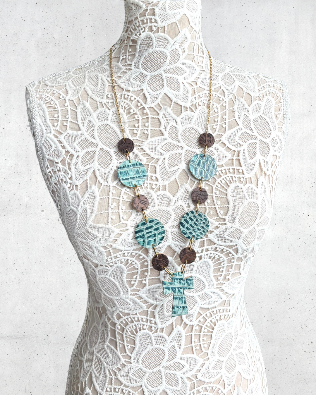 LEATHER CROSS NECKLACE