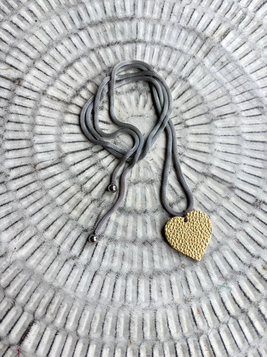 LEATHER HEART NECKLACE