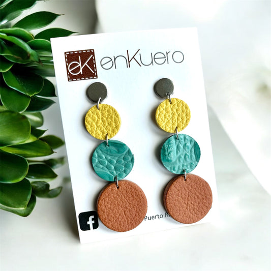 THREE LEATHER CIRCLES EARRINGS