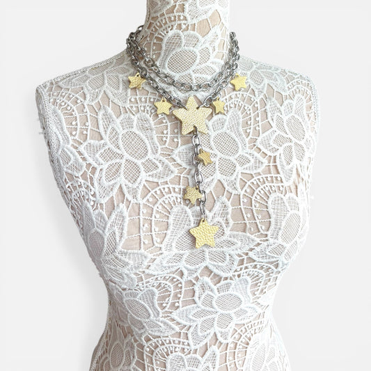 LEATHER STARS NECKLACE