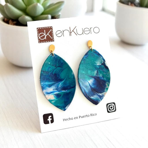 HAND PAINTED LEAF EARRINGS