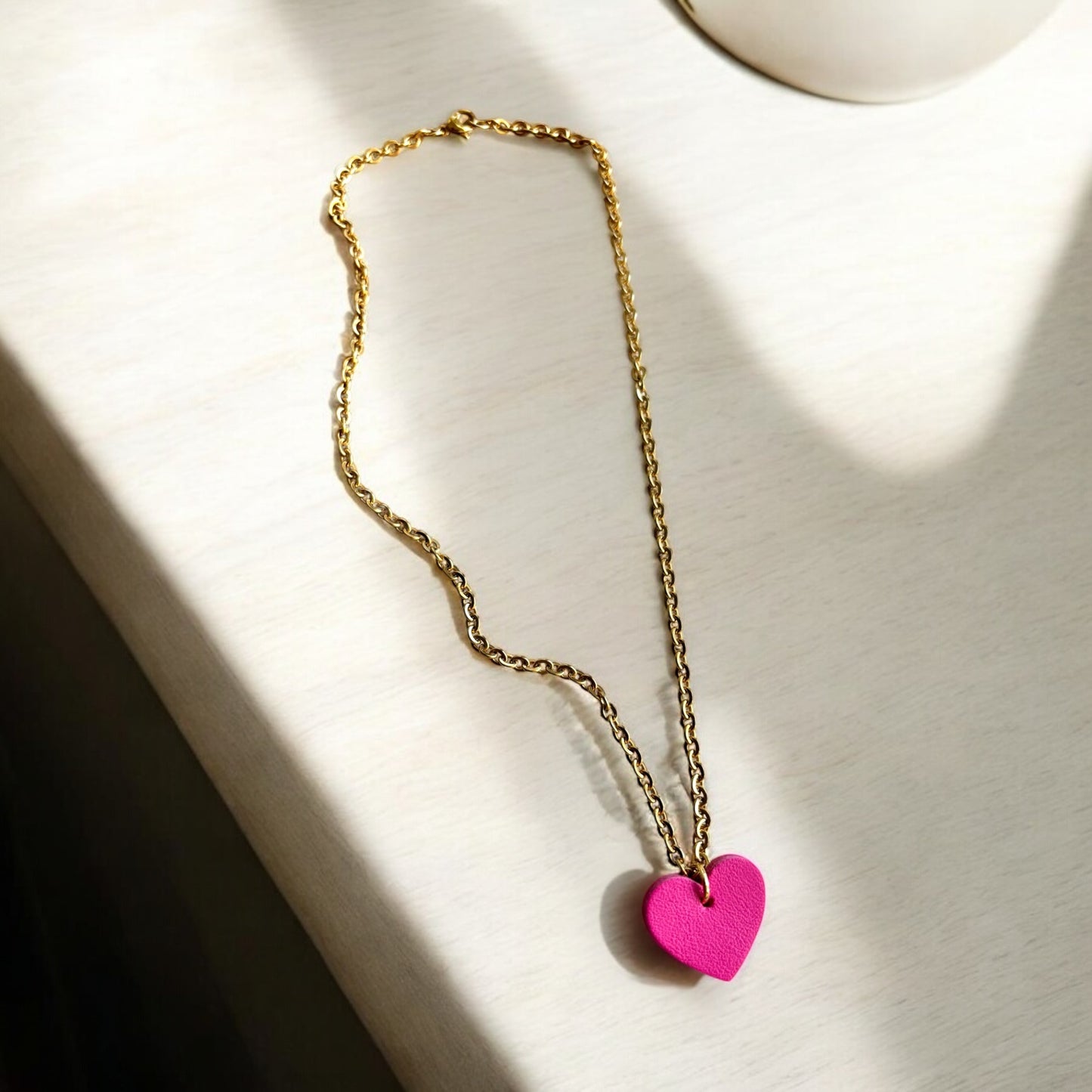 LEATHER HEART NECKLACE