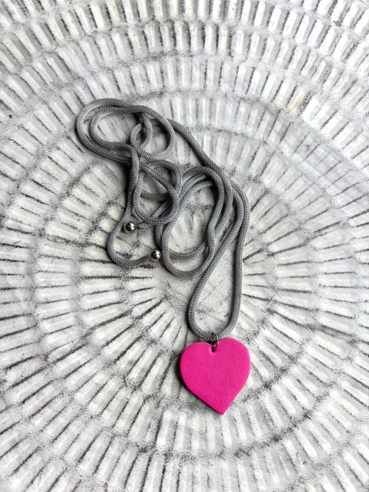 LEATHER HEART NECKLACE