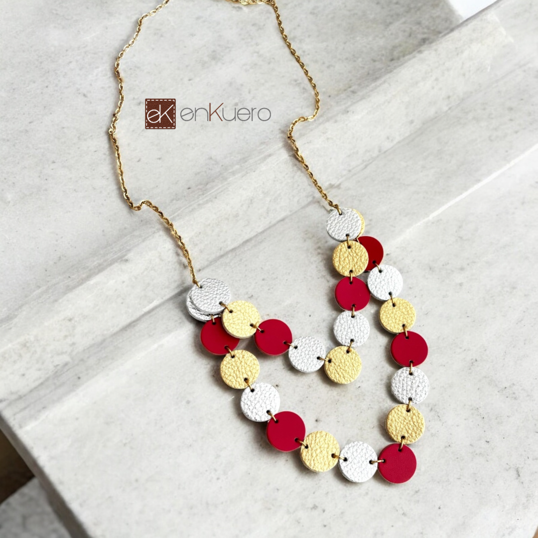 LEATHER CIRCLES NECKLACE