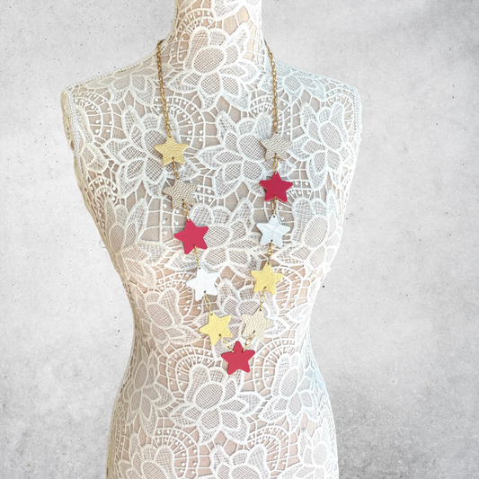 LEATHER STARS NECKLACE