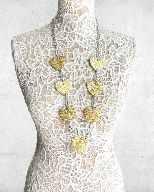 LEATHER HEARTS NECKLACE