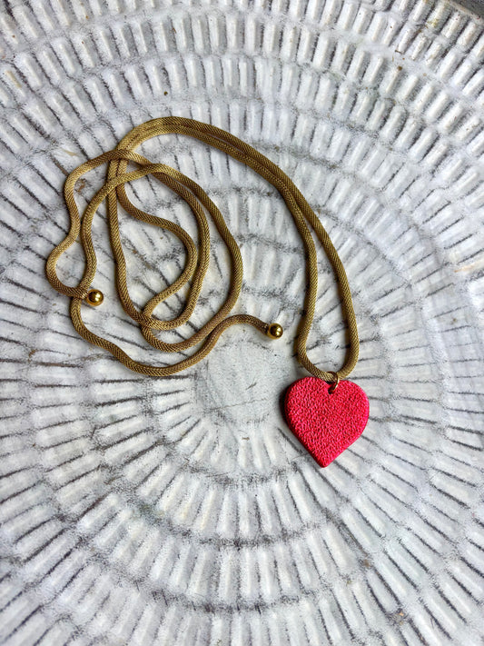 LEATHER HEART NECKLACE