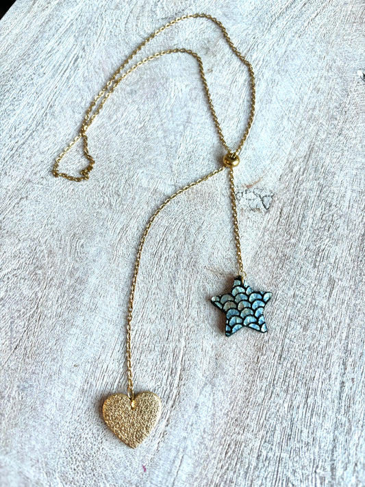 LEATHER HEART / STAR NECKLACE