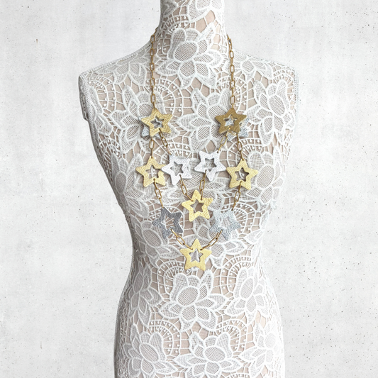 LEATHER STARS NECKLACE