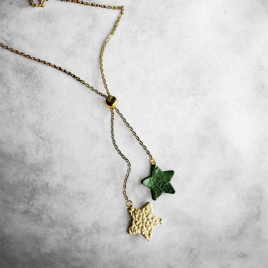 SLIDER LEATHER STARS NECKLACE