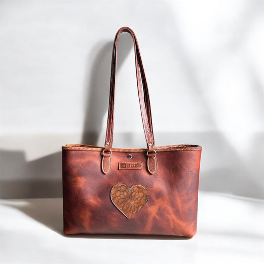 LEATHER HEART TOTE BAG