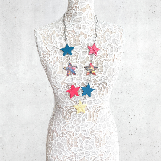 LEATHER STARS NECKLACE