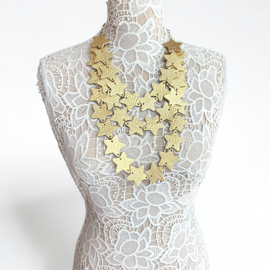 LEATHER STARS NECKLACE
