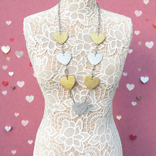 LEATHER HEARTS NECKLACE