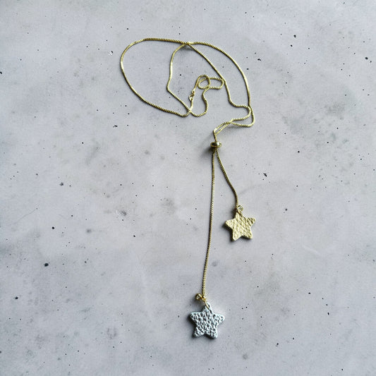 SLIDER LEATHER STARS NECKLACE