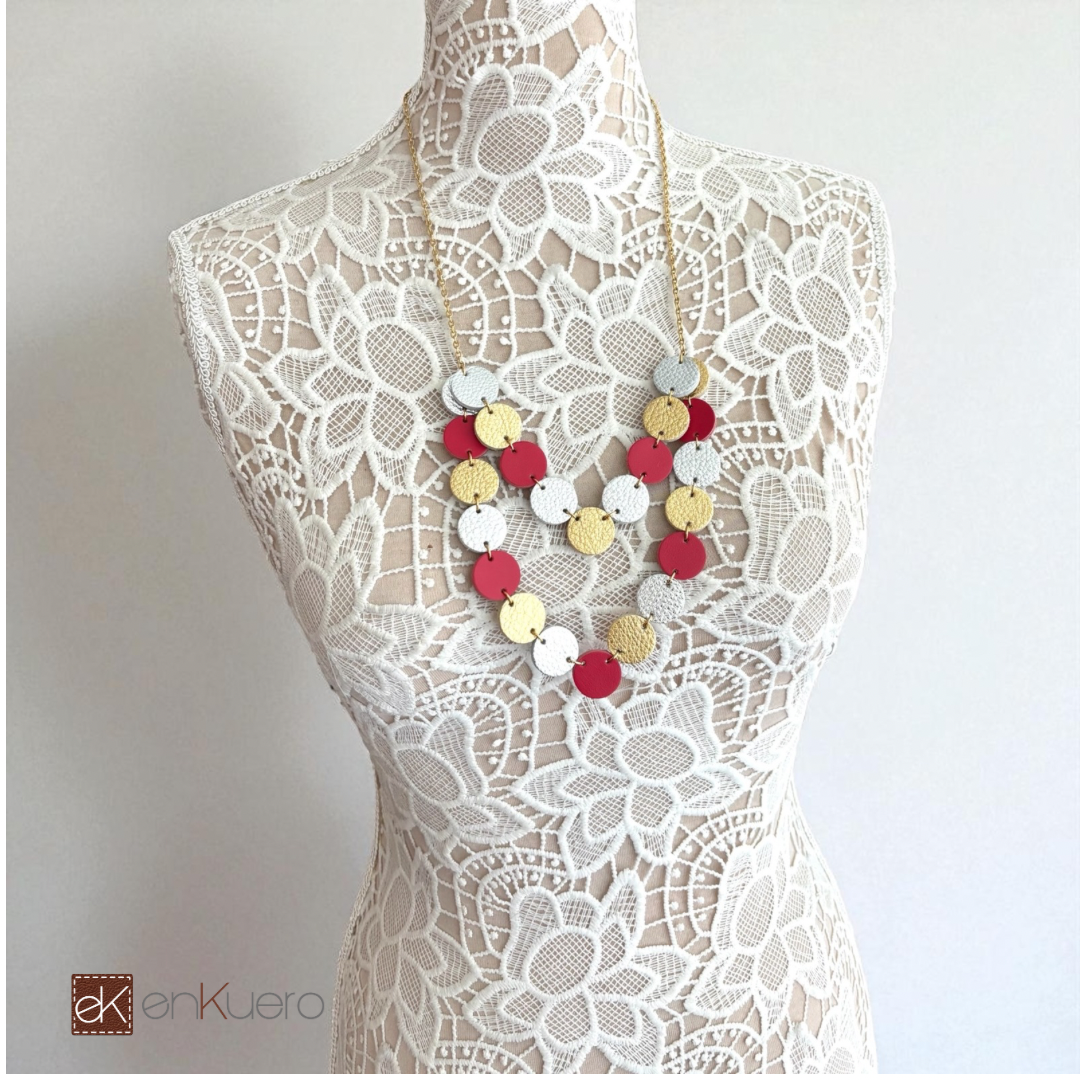 LEATHER CIRCLES NECKLACE