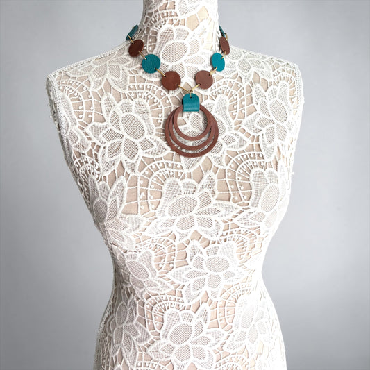 LEATHER CIRCLES NECKLACE