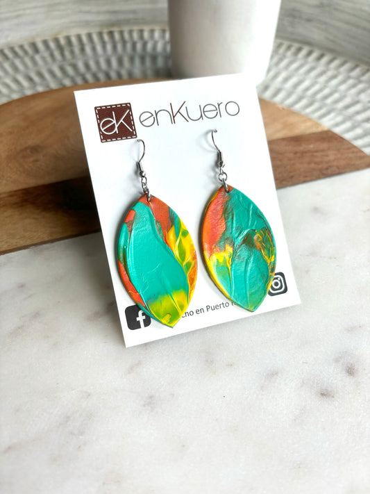 HAND PAINTED LEAF EARRINGS