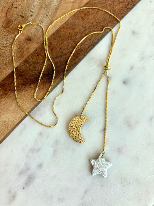 LEATHER MOON / STAR NECKLACE